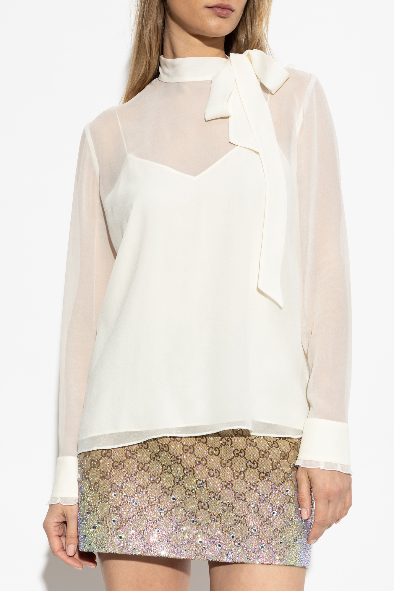 Gucci Silk top with stand-up collar | Women's | Vitkac